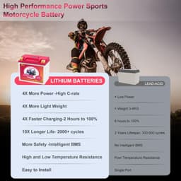 SDULIBITIY YTX14-BS Lithium Motorcycle ATV Battery 12V 8Ah 600CCA gallery image 3