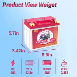 SDULIBITIY YTX14-BS Lithium Motorcycle ATV Battery 12V 8Ah 600CCA gallery image 6