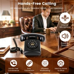 Ruansihang Retro Bluetooth Desk Telephone Speakerphone Rechargeable gallery image 3