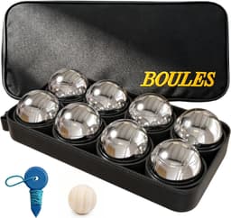 MR 73mm Steel Bocce Ball Set 8 Balls Pallino Rope Carry Bag gallery image 1