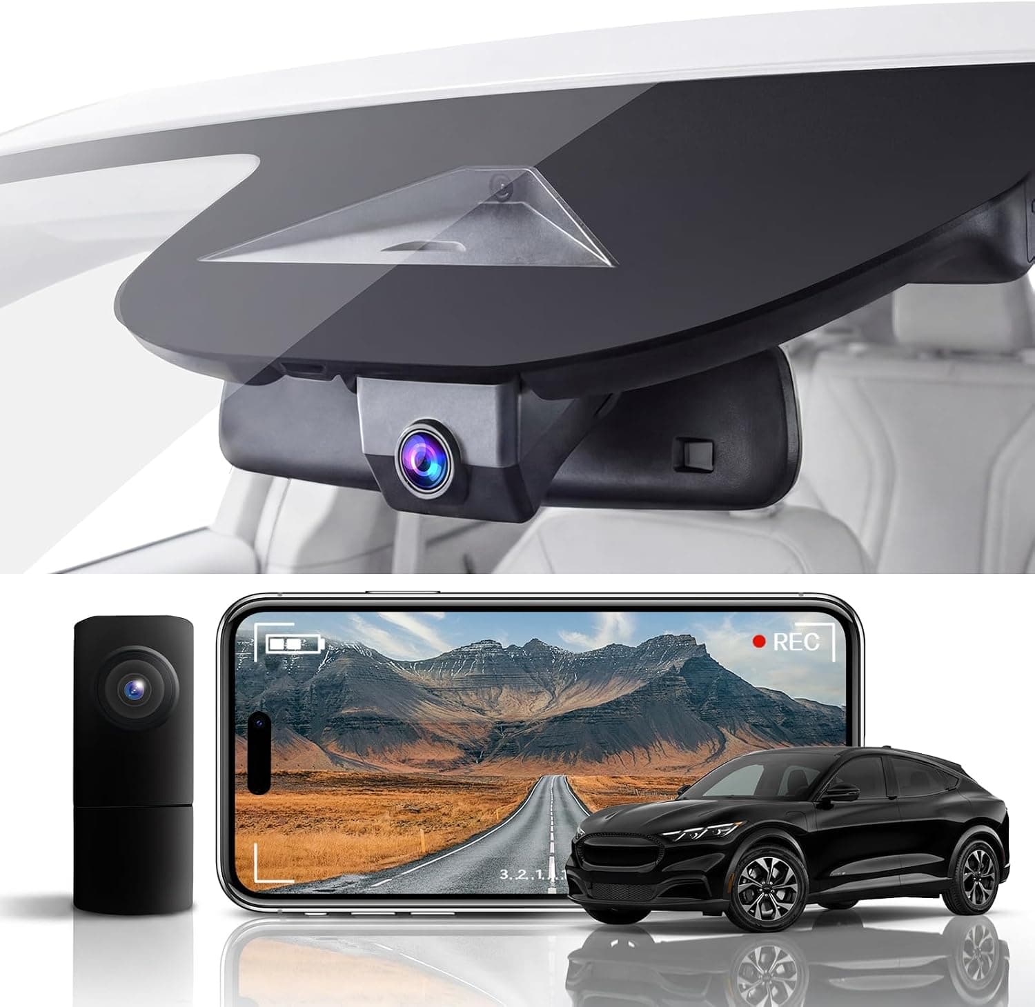KBSYNT 4K Front 1080P Rear Dash Cam Ford Mustang Mach-E 2021-2026