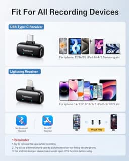 Yuaceuco MC228 Dual Wireless Lavalier Microphone USB-C Lightning gallery image 6