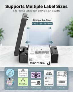 TENSPEED 4x6 Bluetooth Thermal Shipping Label Printer RP425A Black gallery image 4