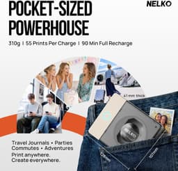 Nelko PP02 2x3 Portable Inkjet Photo Printer Bluetooth Greige gallery image 8