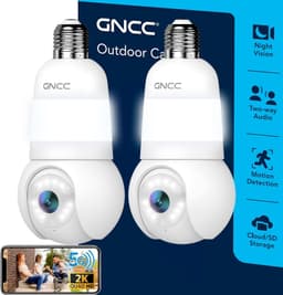 GNCC 2K Light Bulb Security Cameras 2-Pack 2.4/5GHz WiFi PTZ GL1-2P gallery image 1