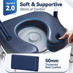 HOLYHEAL M77 Drop Arm Bedside Commode Padded Adjustable Chair Blue 400 lb gallery image 4