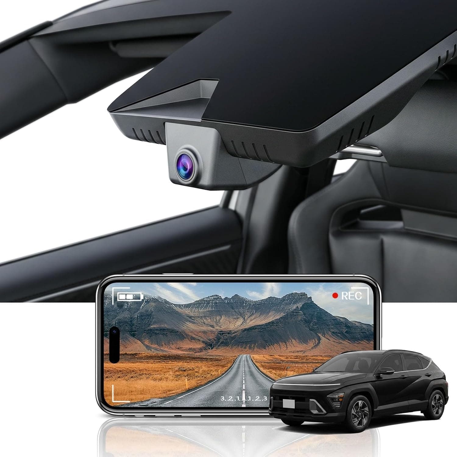KBSYNT 4K Dash Cam Hyundai Kona Kona Electric 2024-2026 WiFi 64GB Front