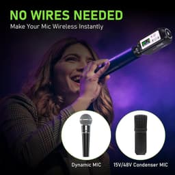 ACEMIC UHF Wireless XLR Transmitter Receiver System 1200 Channels 15V 48V gallery image 2