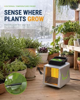 Kiroto 1500W Smart Greenhouse Heater WiFi App Thermostat Oscillating Portable gallery image 3