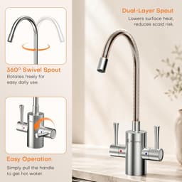 WINTEMP Under Sink Hot Water Dispenser 0.66 Gal Tank Hot Cold Faucet 1300W gallery image 5