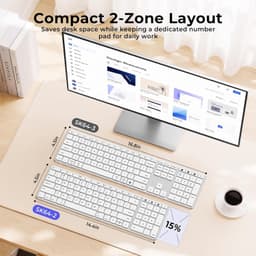 seenda SK64-2 Bluetooth Keyboard for Mac iPad 99 Keys USB-C White Silver gallery image 3