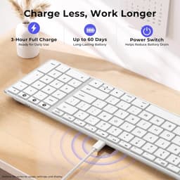 seenda SK64-2 Bluetooth Keyboard for Mac iPad 99 Keys USB-C White Silver gallery image 4