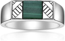 Metro Jewelry Men's Malachite Ring 925 Sterling Silver Size 11 Signet Band gallery image 1