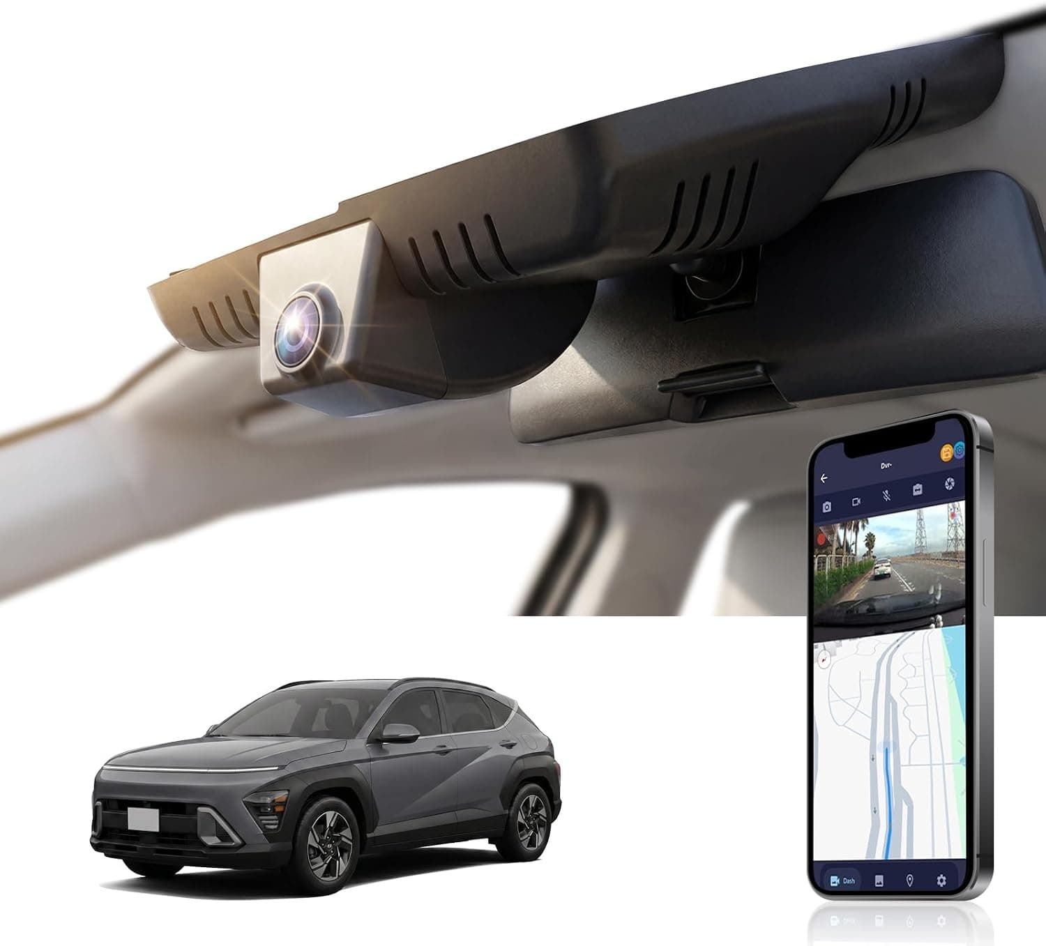 FUVYMYT Dash Cam Hyundai Kona 2024-2026 Front 4K Wi-Fi 64GB Hidden Camera