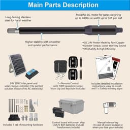 GYXEL C01-L Solar Single Swing Gate Opener Kit 440lb 14ft Batteries Remote gallery image 3