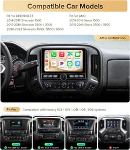 AINAVITO 10in CarPlay Stereo for Silverado Sierra 2014-2018 4+64GB Camera gallery image 2