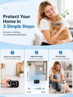 MIMOFPET B2 MINI Wireless Pet Barrier Rechargeable Collar Cats Small Dogs gallery image 6
