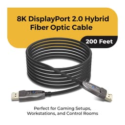 OREI 8K DisplayPort 2.0 Active Optical Cable 200ft 54Gbps AOC-DP8K-200 gallery image 2