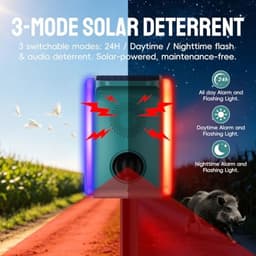 OUDAER Solar Motion Sensor Alarm 130dB 22 Sounds Red Blue Strobe Green gallery image 4