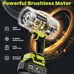 Nikocreos 21V Cordless Leaf Blower 400 CFM 6 Speed 2 Batteries Green gallery image 3