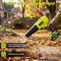 Nikocreos 21V Cordless Leaf Blower 400 CFM 6 Speed 2 Batteries Green gallery image 4