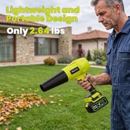 Nikocreos 21V Cordless Leaf Blower 400 CFM 6 Speed 2 Batteries Green gallery image 5
