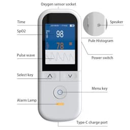MedChirrup Handheld Pulse Oximeter Adult Child Probes OLED Rechargeable gallery image 6