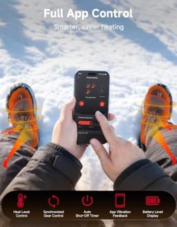 KEMIMOTO Heated Socks Medium 3-Zone App Control Rechargeable Wool Blend gallery image 3