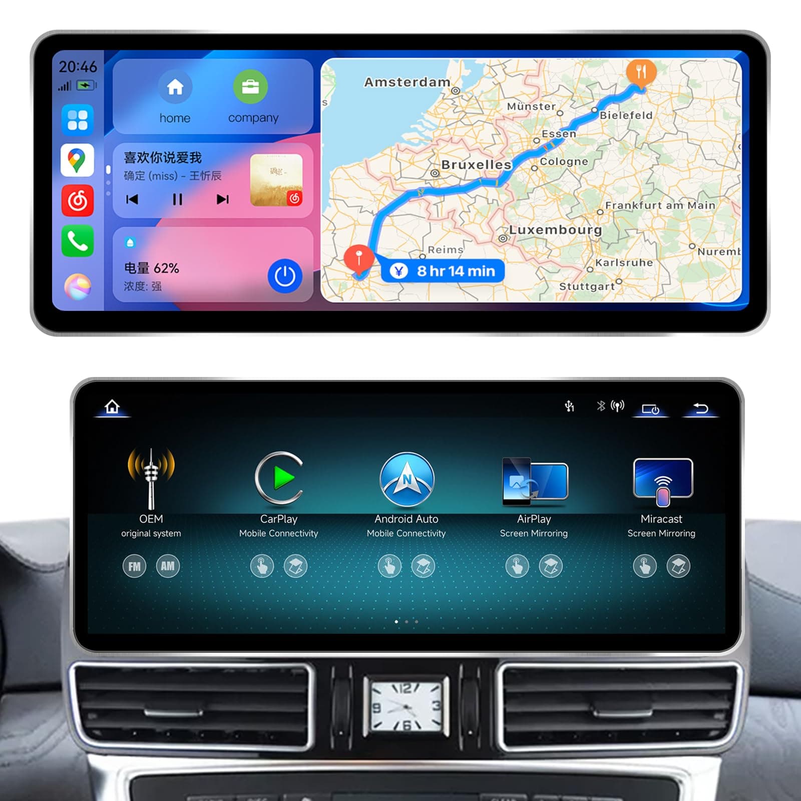 Uckazy 12.8in QLED CarPlay Screen Mercedes GLE W166 GLS X166 2016-2018