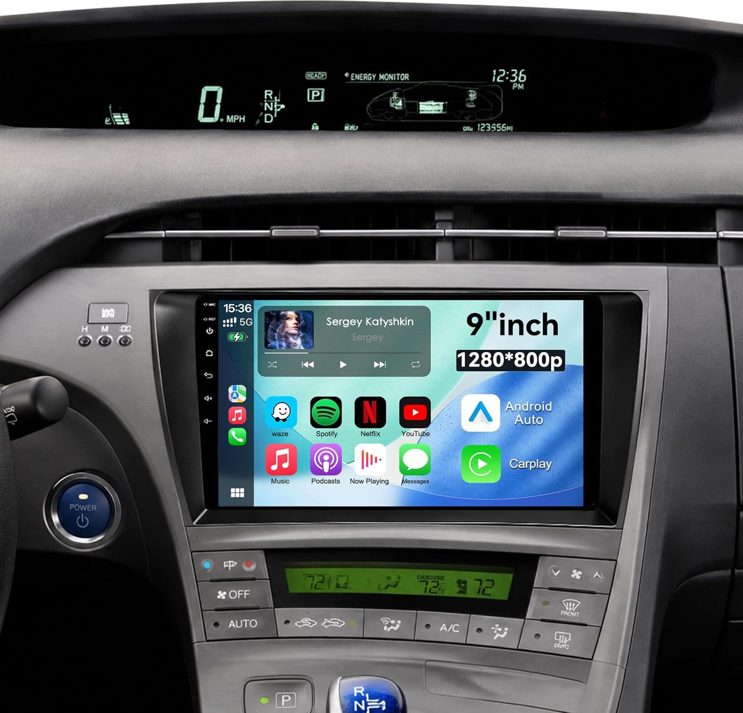 MirthWorld 9in Android 13 Car Stereo Toyota Prius 2010-2015 64GB CarPlay