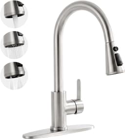 Faucets Brushed Nickel Kitchen Faucet Pull Down Sprayer Stainless Steel Single gallery image 1