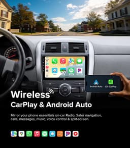 9in Android 13 Car Stereo Wireless CarPlay Android Auto Toyota Corolla 08-13 GPS gallery image 2