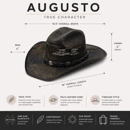Hats Travel Augusto Straw Cowboy Sun Hat Great Beach Resort Kit Set Bundle Ready gallery image 3