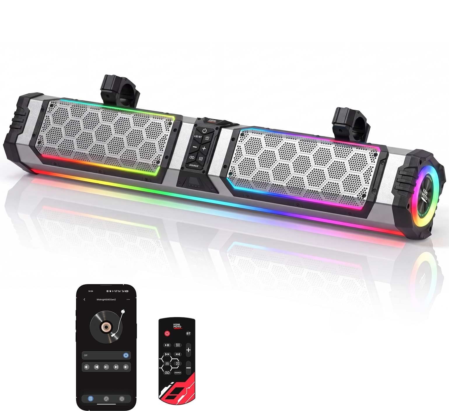 KEMIMOTO Midnight S80 Gen2 31.5in 10-Speaker UTV Soundbar RGB IP66