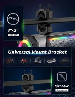 KEMIMOTO Midnight S80 Gen2 31.5in 10-Speaker UTV Soundbar RGB IP66 gallery image 7