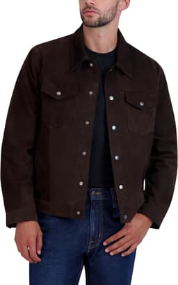Coats, Jackets & Vests Dark Chocolate Men s Trucker Suede Jacket Dark Chocolate gallery image 1
