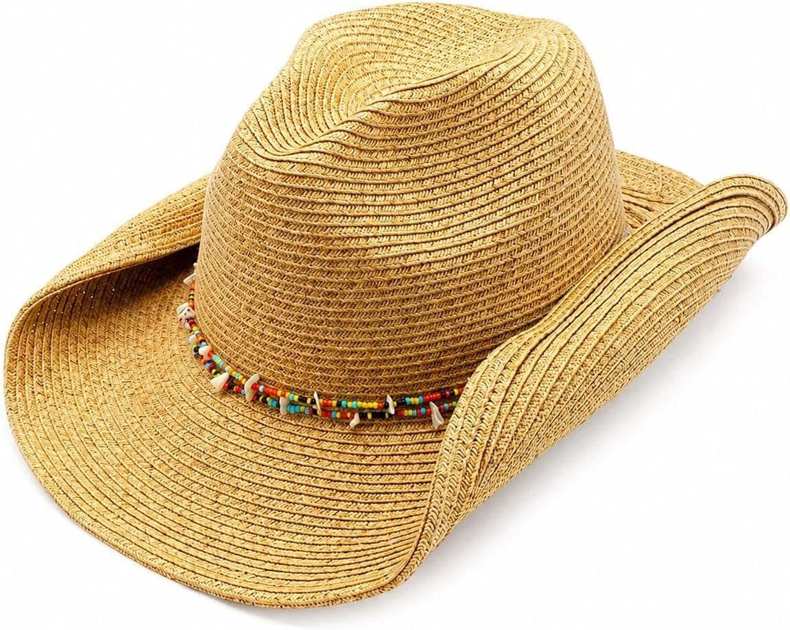 Hats Hanai Straw Cowboy Sun Hat Crushable & Packable Travel Tan : Home & Kitchen