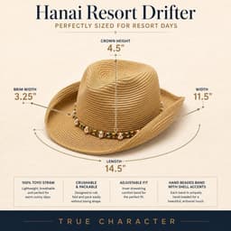 Hats Hanai Straw Cowboy Sun Hat Crushable & Packable Travel Tan : Home & Kitchen gallery image 3