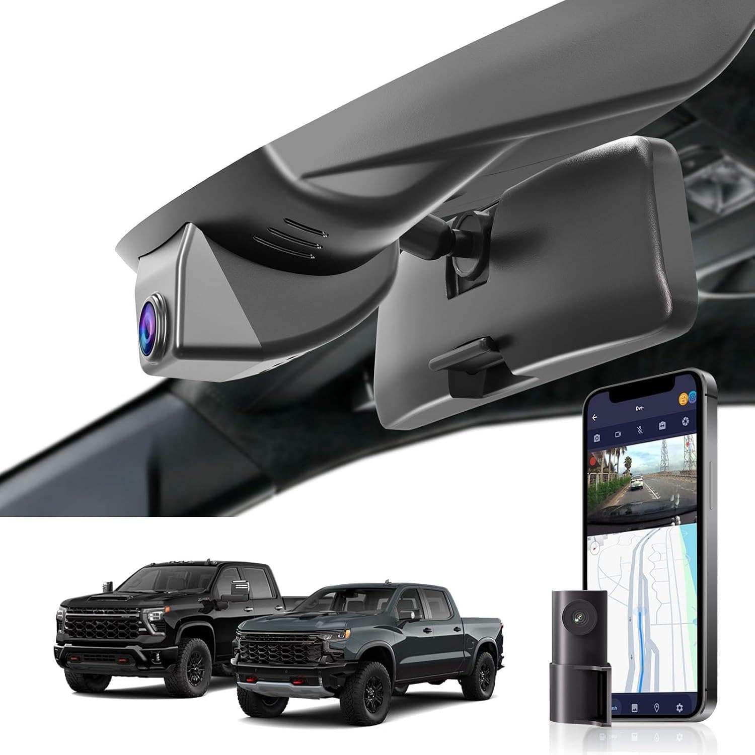 Video In-Dash Units w/GPS 2022 OEM Style Front & Rear 1080P Dash Cam Chevy Silve