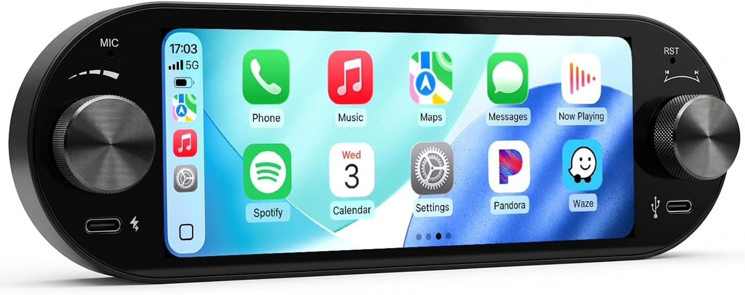 Video In-Dash Units w/GPS 6.86 Single Din Car Radio Stereo Volume Knob CarPlay
