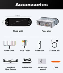 Video In-Dash Units w/GPS 6.86 Single Din Car Radio Stereo Volume Knob CarPlay gallery image 8
