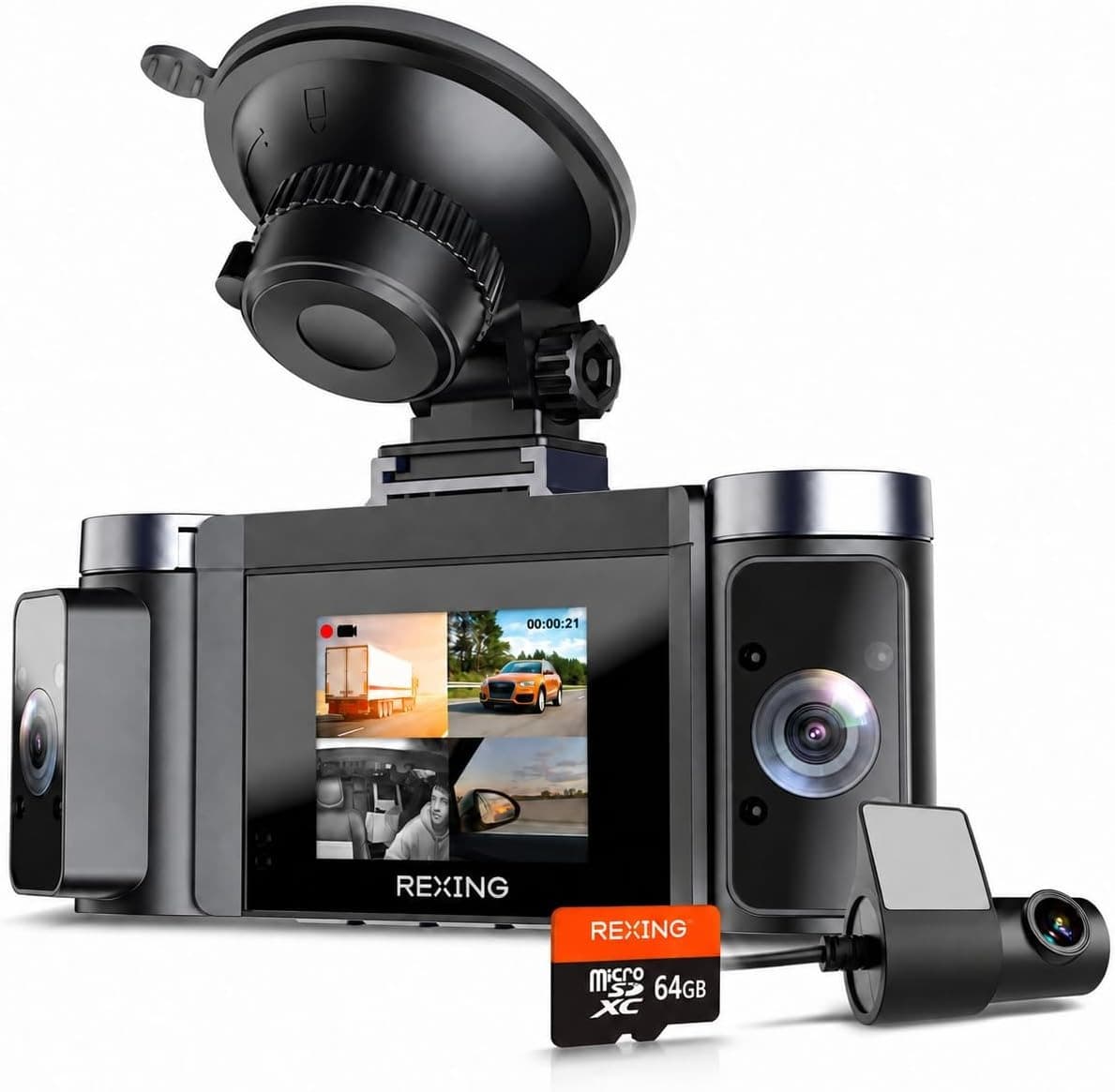 Other Car Video RexingUSA C4 4 Channel Dash Cam 64GB microSD Card Included 1080p