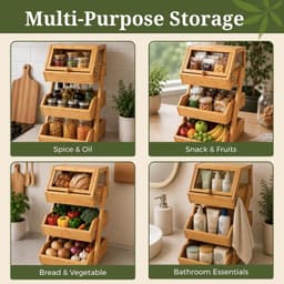 Racks & Holders 3 Tier Bamboo Basket Preassembled Drawers Acrylic Cover & Banana gallery image 2
