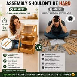 Racks & Holders 3 Tier Bamboo Basket Preassembled Drawers Acrylic Cover & Banana gallery image 3