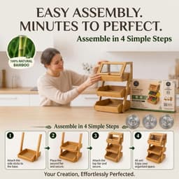 Racks & Holders 3 Tier Bamboo Basket Preassembled Drawers Acrylic Cover & Banana gallery image 6