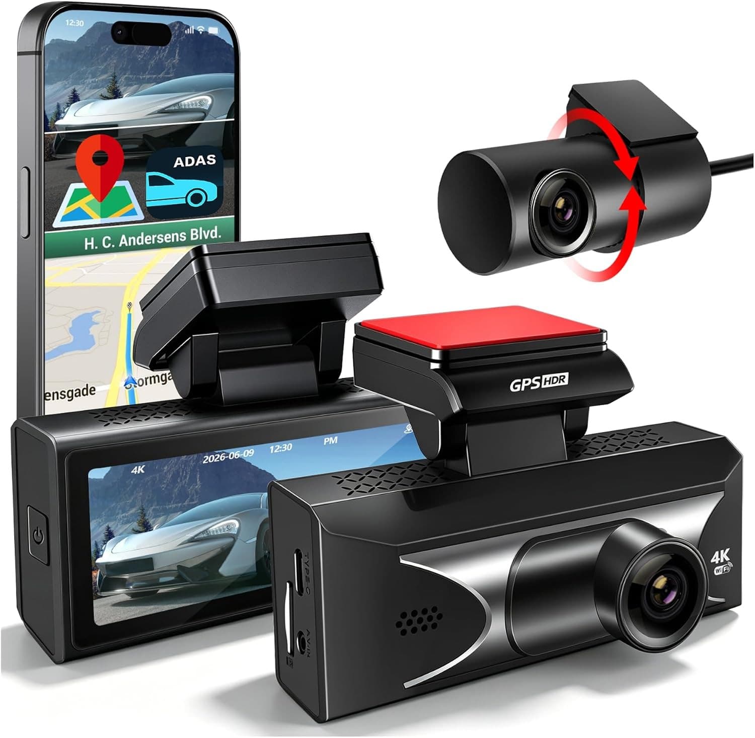 Other Car Video 4K+4K Dash Cam Front and Rear Satrlight Night Vision ADAS 5.8GHz