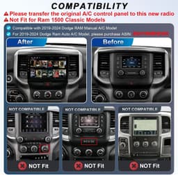 Video In-Dash Units w/GPS 2019 64GB Car Radio Stereo for Dodge Ram 2019 2024 Man gallery image 2