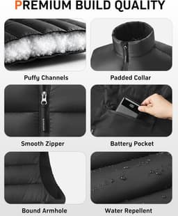 Modern Coats, Jackets & Vests Black Graphene Heated Puffer Vest Men 16000mAh 7.4 gallery image 4