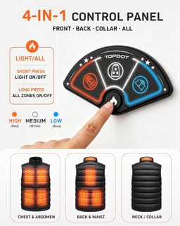 Modern Coats, Jackets & Vests Black Graphene Heated Puffer Vest Men 16000mAh 7.4 gallery image 5