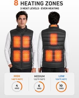 Modern Coats, Jackets & Vests Black Graphene Heated Puffer Vest Men 16000mAh 7.4 gallery image 7